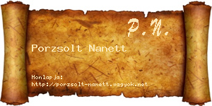 Porzsolt Nanett névjegykártya